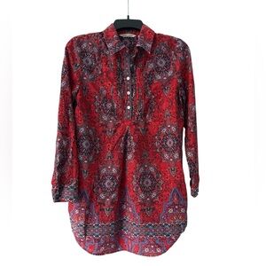Soft Surroundings Vibrant Multicolor Paisley Bohemian Tunic